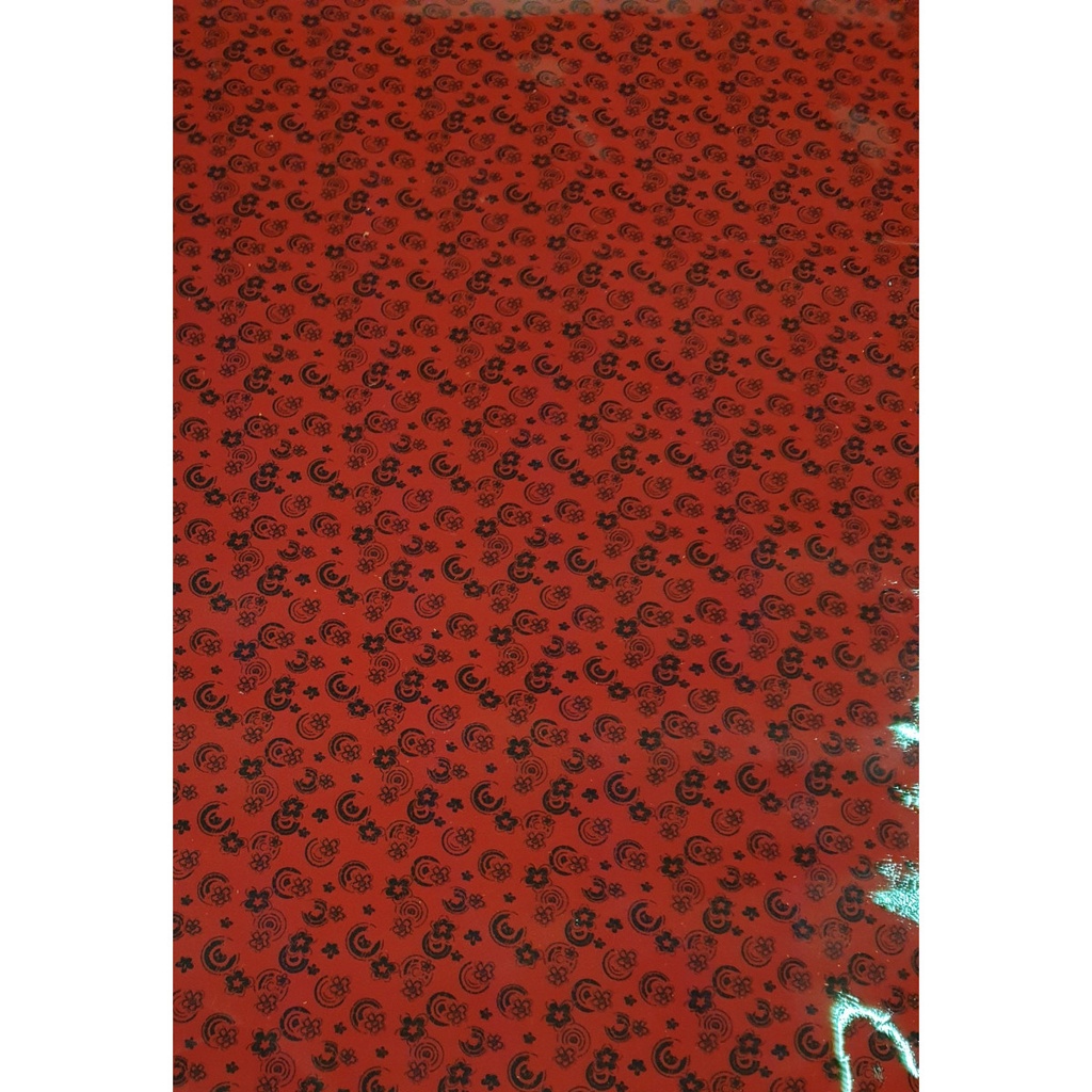 Vachette Fantaisie Vernis Rouge Motif Noir - Épaisseur 1 mm