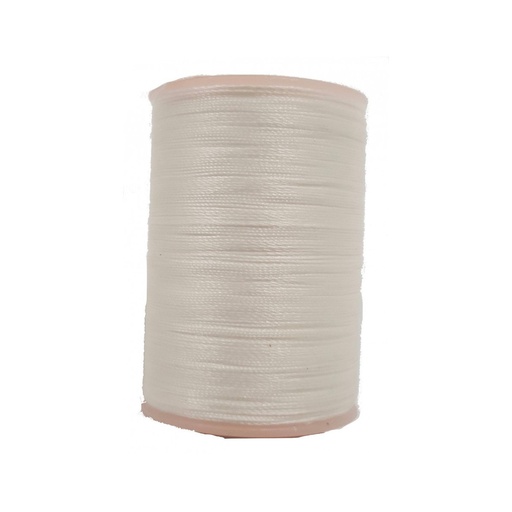 [FOUR-FIL-035-300-S000] Fil Ciré Rond Polyester - Diamètre O,35 mm - Bobine 300 mètres - DECOURT (S000 Blanc)