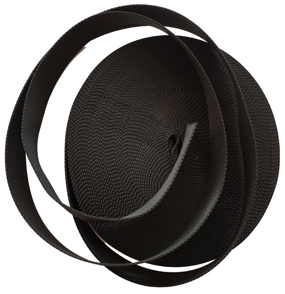 Sangle Nylon - Noir - Fibre 40 mm x 1 Mètre