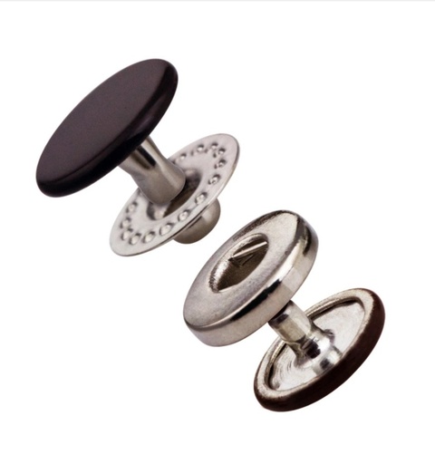 [BOUTPRESS-1249-02] 10 Boutons Pressions à Ressort (Type Français) - Marrons - Diamètre 10 mm