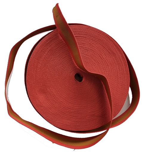 Sangle Polyester - Rouge et Beige - Fibre 40 mm x 1 Mètre