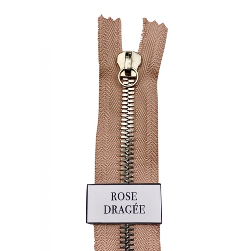 [C01-202-4137] Fermeture Glissière Rose Dragée - Simple Curseur -  Métal - Simple Curseur -  7mm