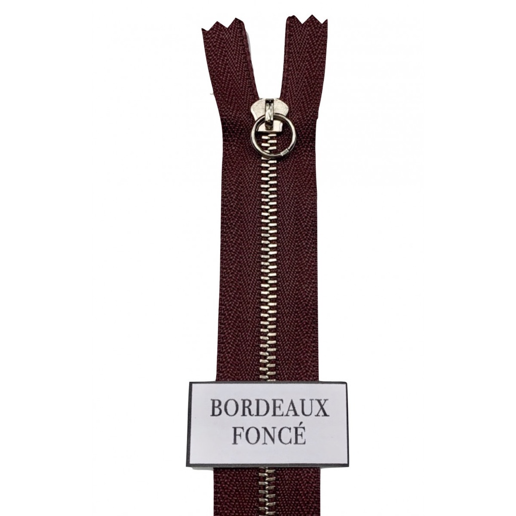 Fermeture Glissière Bordeaux Foncé - Simple Curseur -  Métal - Simple Curseur -  5mm