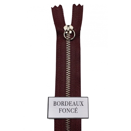 Fermeture Glissière Bordeaux Foncé - Simple Curseur -  Métal - Simple Curseur -  5mm