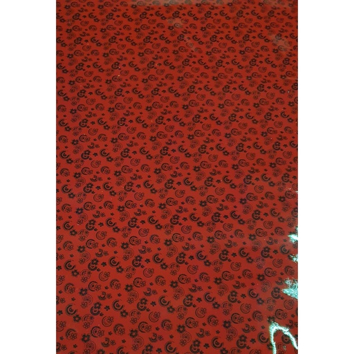 Vachette Fantaisie Vernis Rouge Motif Noir - Épaisseur 1 mm